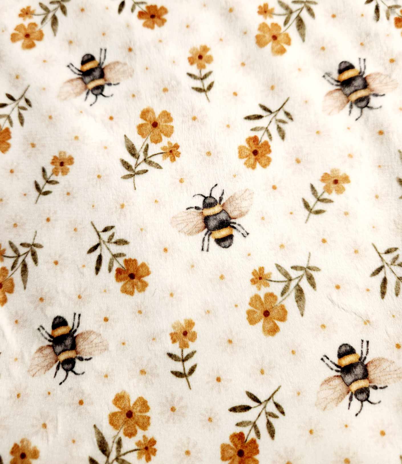 Pantoufles Minky ENFANT- (Abeille fleurs)