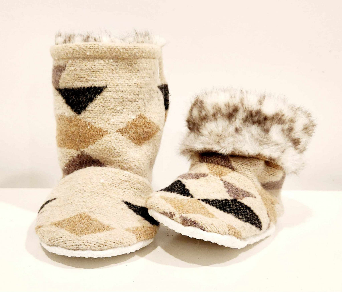 Pantoufles lainage- ENFANT (Beige/rosée)