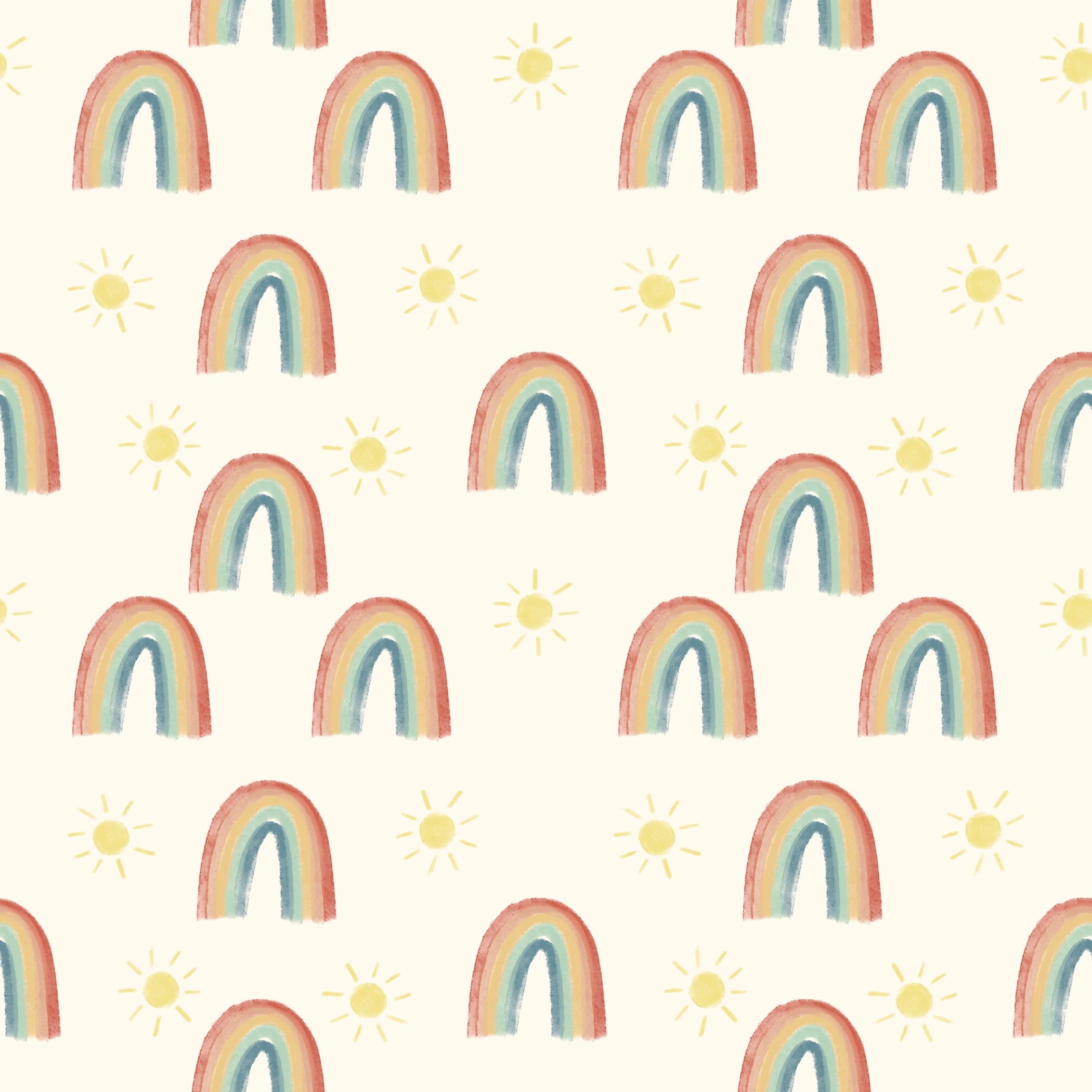 Pantoufles minky Arc-en-ciel craie et soleil – fond crème