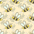 Pantoufles minky abeilles – fond jaune