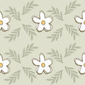 Pantoufles minky Fleur blanche – fond sauge