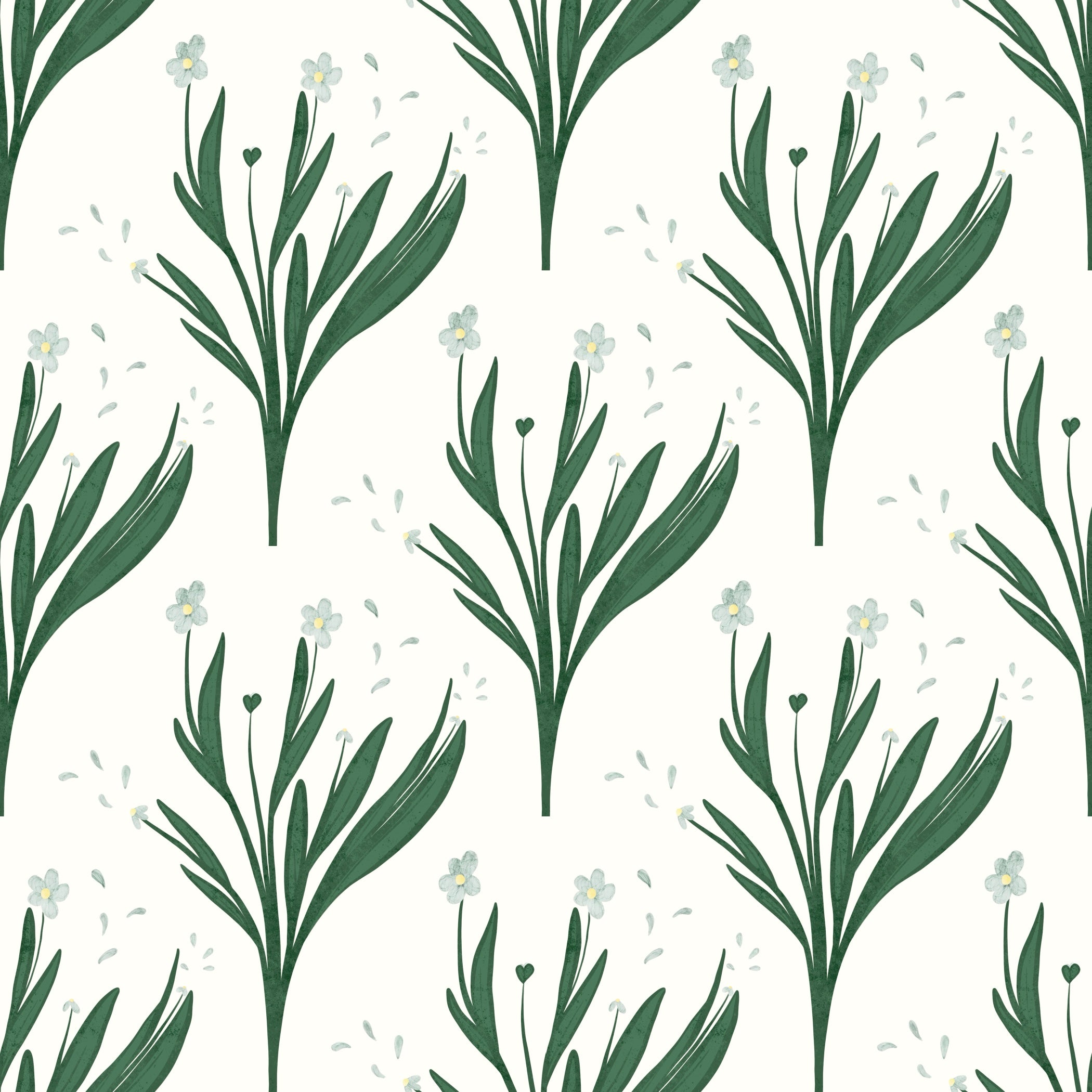 Pantoufles minky Fleurs longues feuilles – fond blanc