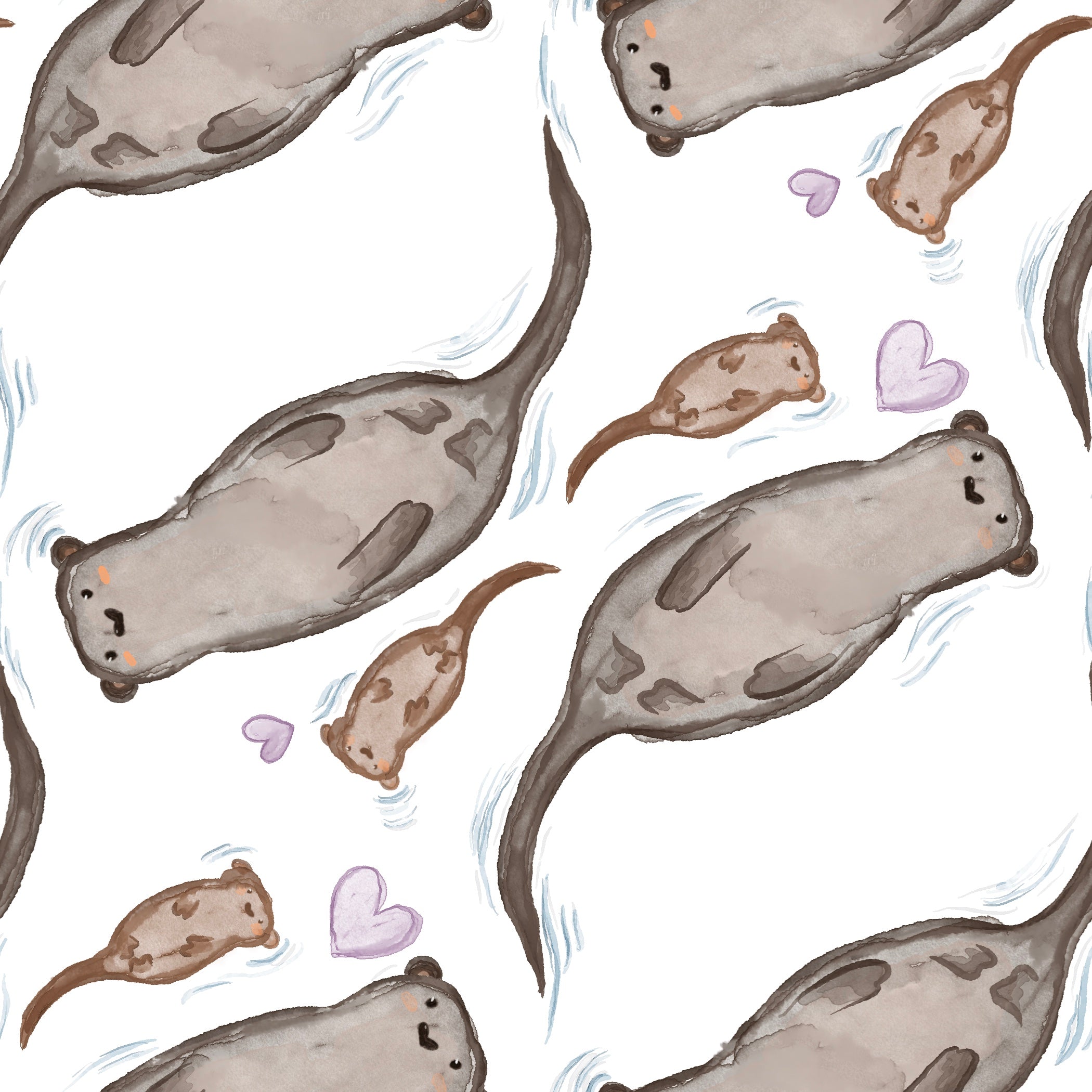 Pantoufles minky Loutre et cœur – fond blanc