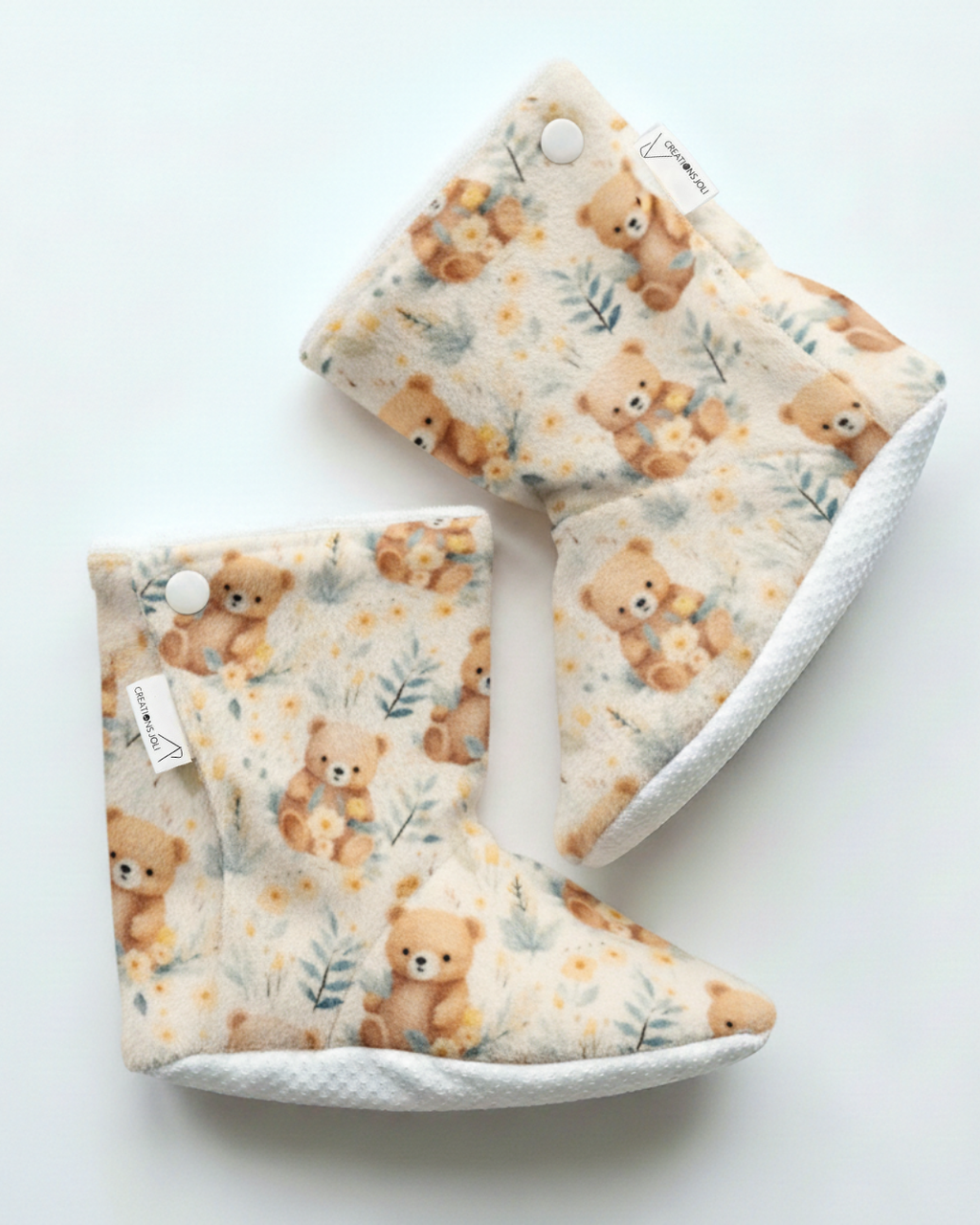 Pantoufles minky motifs (animaux) – Bébé