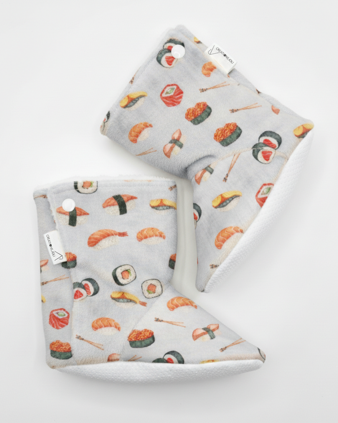 Pantoufles minky motifs (nourriture) – Bébé