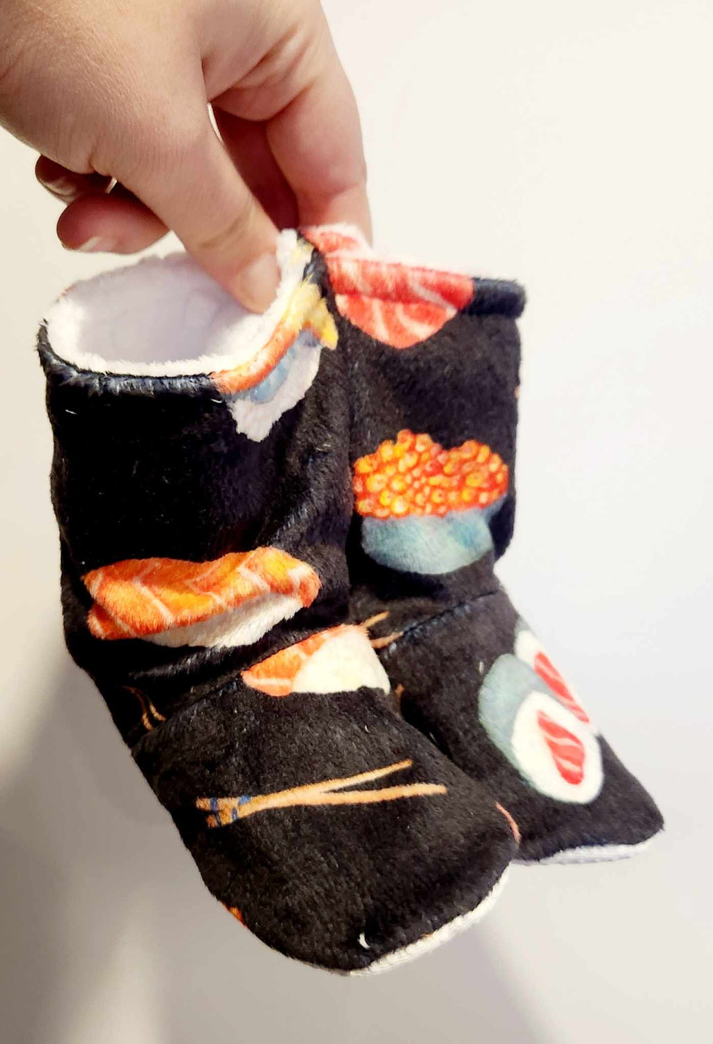 Pantoufles minky motifs (nourriture) – Enfant