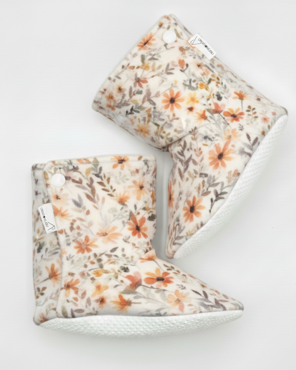 Pantoufles minky motifs (floraux) – Bébé