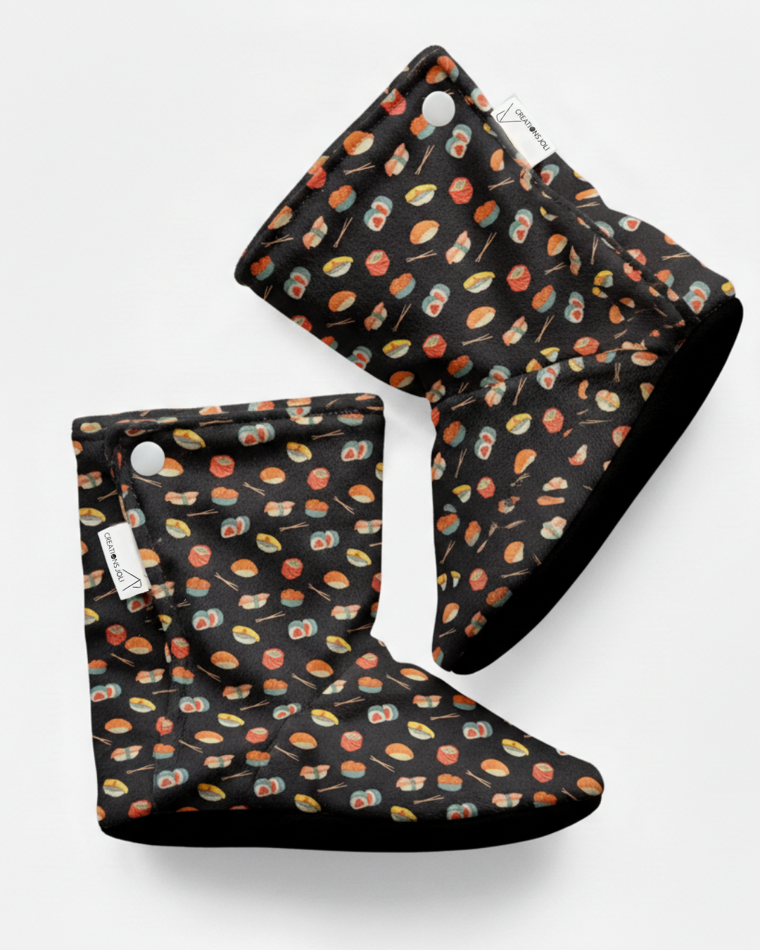 Pantoufles minky motifs (nourriture) – Bébé