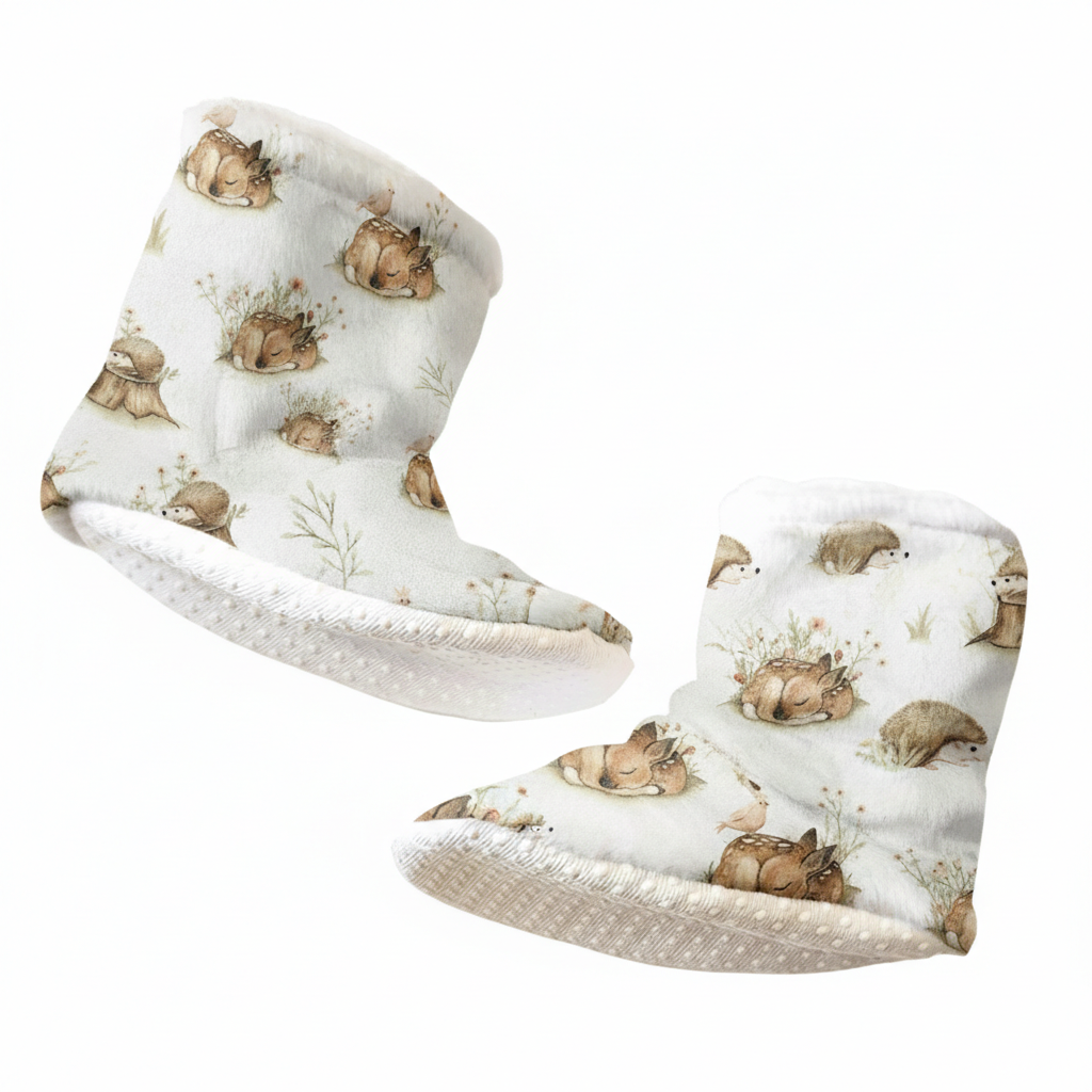 Pantoufles minky motifs (animaux) – Bébé