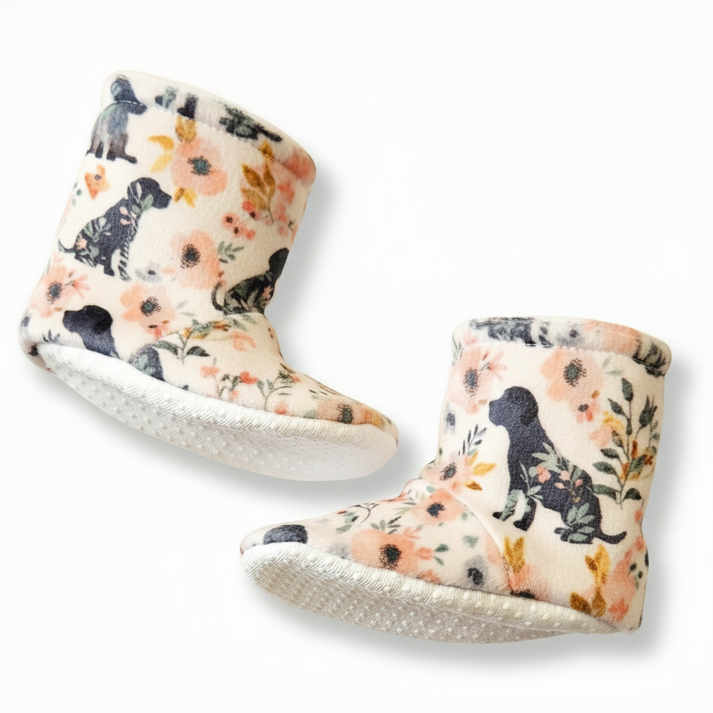 Pantoufles minky motifs (animaux) – Bébé