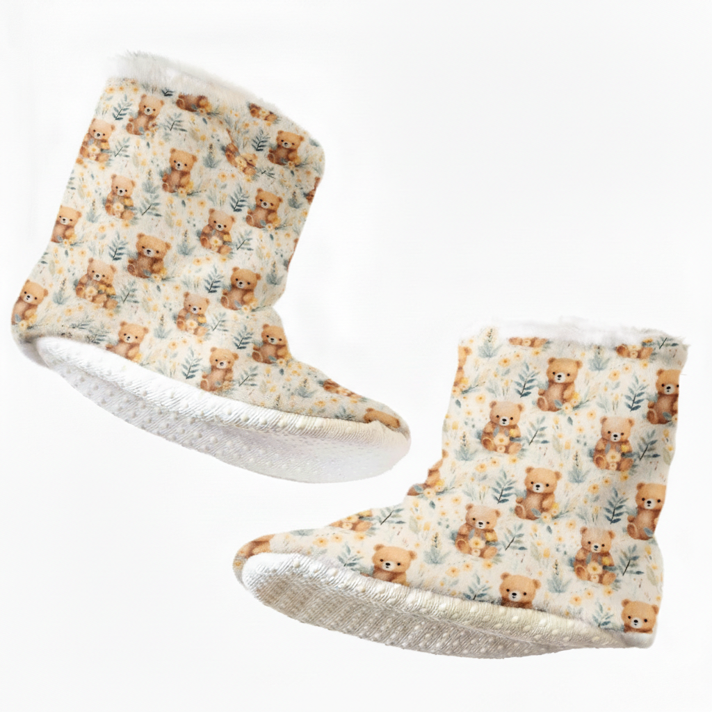 Pantoufles minky motifs (animaux) – Bébé