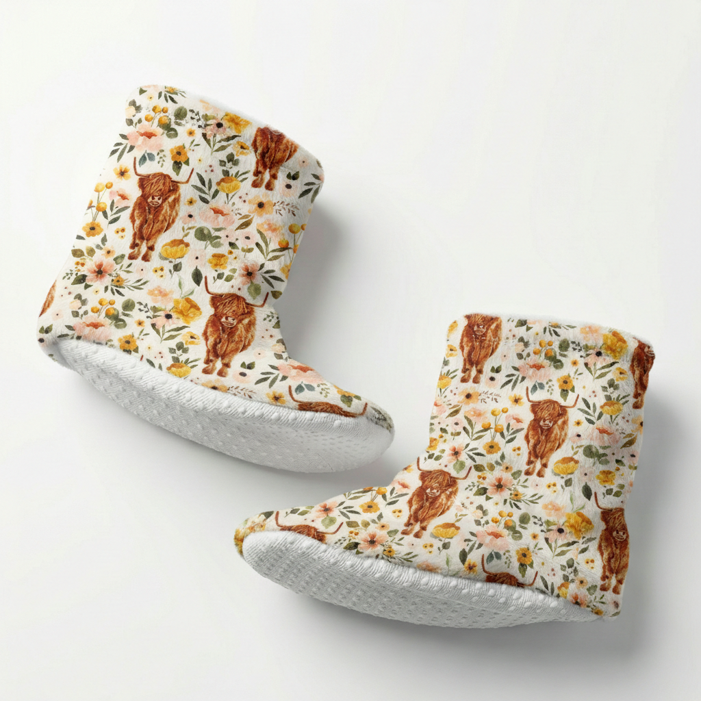 Pantoufles minky motifs (animaux) – Bébé