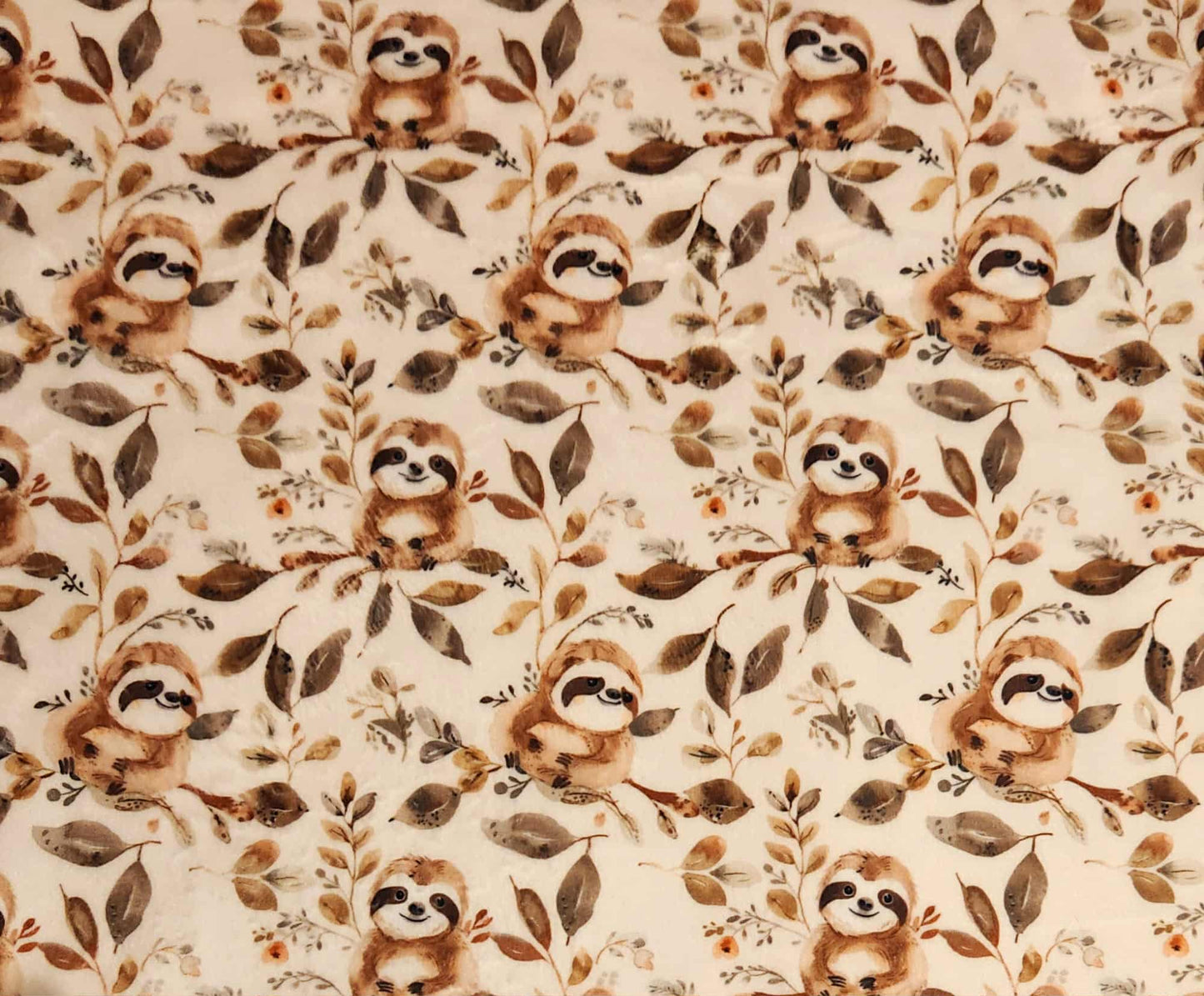 Pantoufles Minky Motifs - BÉBÉ (Paresseux fond beige)